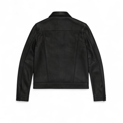 Classic Button Leather Jacket