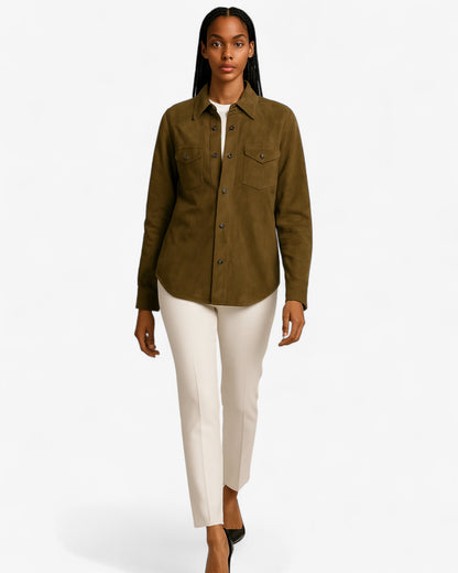 Desert Sage Suede Shirt Jacket