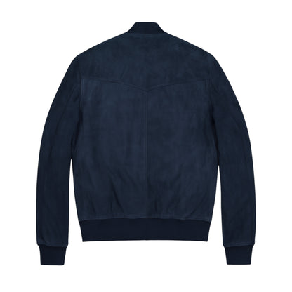 Navy Suede Bomber Jacket
