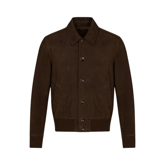 Classic Button Suede Bomber